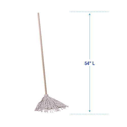 Boardwalk Handle/Deck Mops, #20 White Cotton Head, 54" Natural Wood Handle (BWK120C)