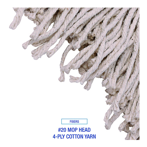 Boardwalk Handle/Deck Mops, #20 White Cotton Head, 54" Natural Wood Handle (BWK120C)