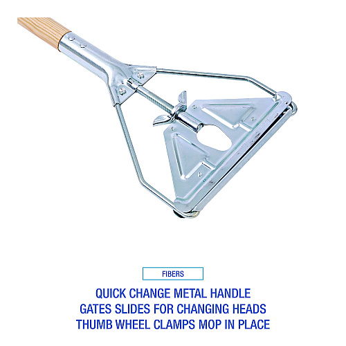 Boardwalk&reg; 605 Quick Change Metal Head 54" Wood Mop Handle (BWK605)