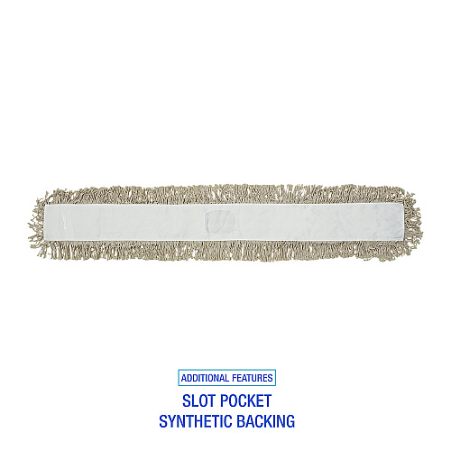 Boardwalk&reg; Dust Mop Head, 3" x 48", Cotton, White (BWK1048)