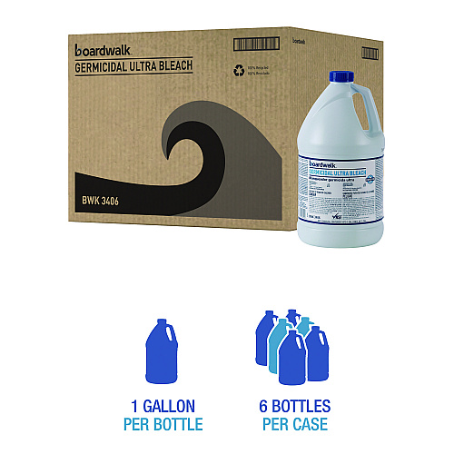 Boardwalk&reg; Germicidal Ultra Bleach, 6 Gallon Bottles (BWK3406)