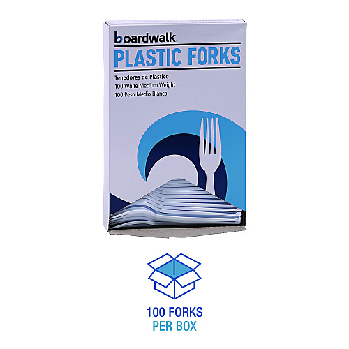Boardwalk&reg; Plastic Tableware, Fork, White, 1,000 Count (BWKFORKMWPSCT)