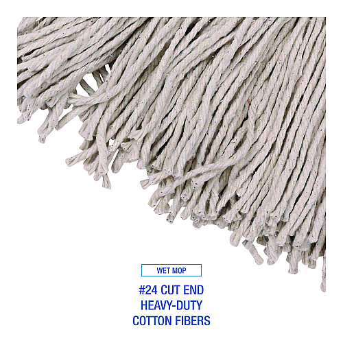 Boardwalk&reg; Cut-End Mop Kits, #24, 60" Handle, 2 Mop Heads and 1 Handle (BWK5324C)