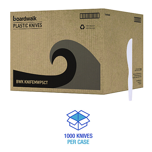 Boardwalk&reg; Plastic Tableware, White, 1000 Knives (BWKKNIFEMWPSCT)