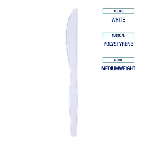 Boardwalk&reg; Plastic Tableware, White, 1000 Knives (BWKKNIFEMWPSCT)