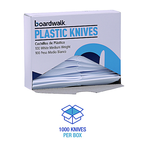 Boardwalk&reg; Plastic Tableware, White, 1000 Knives (BWKKNIFEMWPSCT)