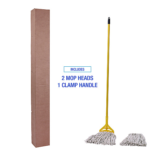 Boardwalk&reg; Cut-End Mop Kits, #24, 60" Handle, 2 Mop Heads and 1 Handle (BWK5324C)