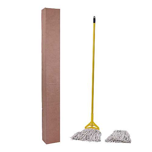 Boardwalk&reg; Cut-End Mop Kits, #24, 60" Handle, 2 Mop Heads and 1 Handle (BWK5324C)