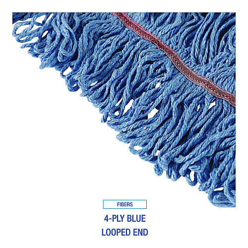 Boardwalk&reg; Cotton Looped End Mop Heads, Large, Blue, 12 Mops (BWKLM30311L)