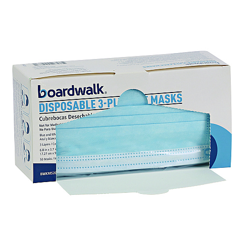 Boardwalk&reg; Three-Ply General Use Face Mask, Blue, 2000/CT (BWKMS2000)