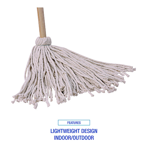 Boardwalk&reg; Cut-End Cotton Mop Head, White, #16 Handle Deck, 12 Mops (BWKCD50016S)