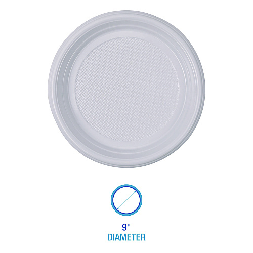 Boardwalk&reg; Hi-Impact Plastic Dinnerware Plate, 9" Dia, 500 Plates (BWKPLTHIPS9WH)