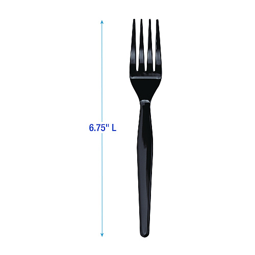 Boardwalk&reg; Full Length Polystyrene Cutlery, Fork, Black, 1000/Ctn (BWKFORKHWBLA)