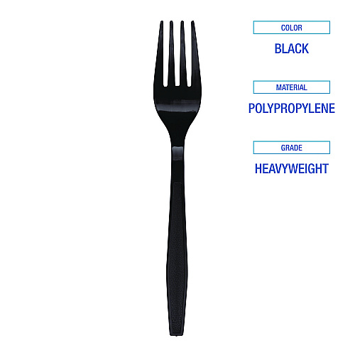 Boardwalk&reg; Heavyweight Plastic Cutlery, Fork, 1000 Forks (BWKFORKHWPPBLA)