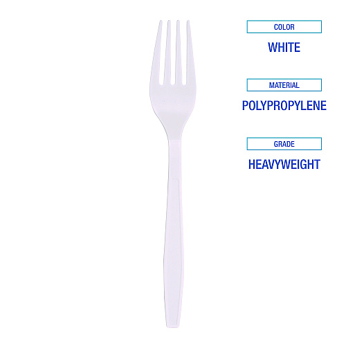 Boardwalk&reg; Heavyweight Plastic Cutlery, Fork, WE, 1000 Pcs. (BWKFORKHWPPWH)