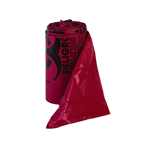 Inteplast Group Institutional Low-Density Can Liners, Infectious Waste Biohazard, 10 gal, 1.3 mil, 24 x 23, Red, Interleaved, 25/RL, 10 RL/CT (SL2423R)