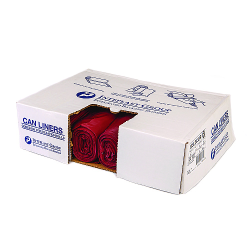 Inteplast Group Institutional Low-Density Can Liners, Infectious Waste Biohazard, 10 gal, 1.3 mil, 24 x 23, Red, Interleaved, 25/RL, 10 RL/CT (SL2423R)