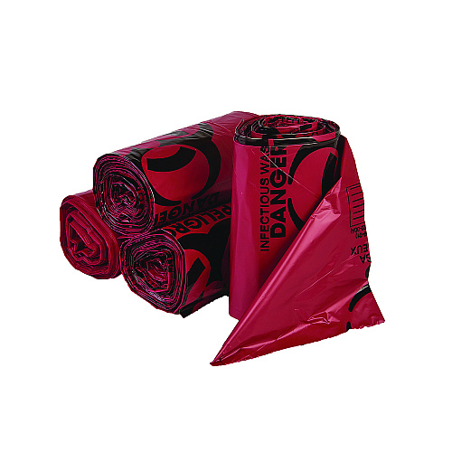 Inteplast Group Institutional Low-Density Can Liners, Infectious Waste Biohazard, 10 gal, 1.3 mil, 24 x 23, Red, Interleaved, 25/RL, 10 RL/CT (SL2423R)