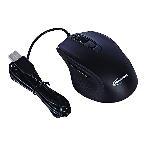 Innovera Full-Size Wired Optical Mouse, USB 2.0, Right Hand Use, Black (IVR61014)