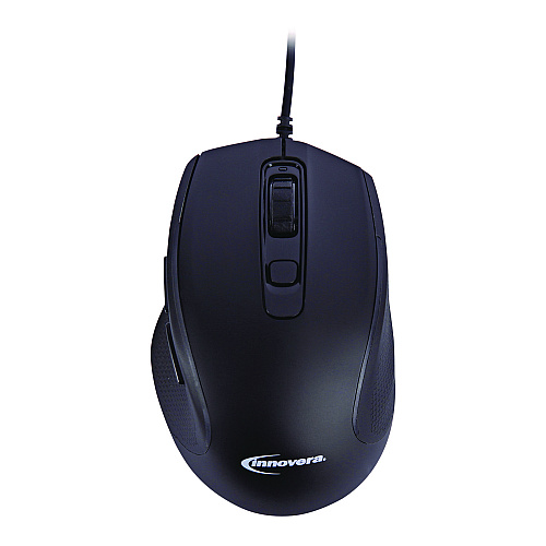 Innovera Full-Size Wired Optical Mouse, USB 2.0, Right Hand Use, Black (IVR61014)