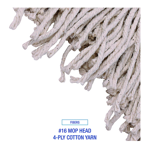 Boardwalk&reg; Cut-End Cotton Mop Head, White, #16 Handle Deck, 12 Mops (BWKCD50016S)