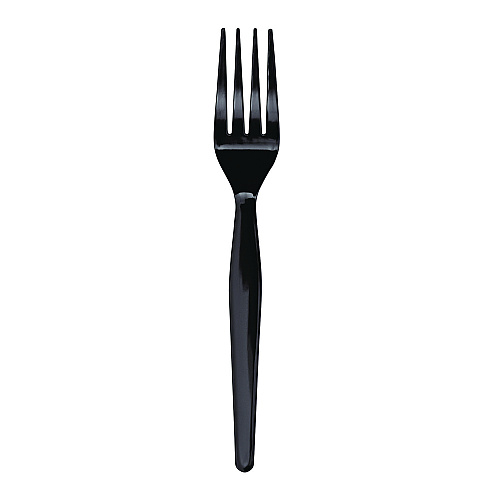 Boardwalk&reg; Full Length Polystyrene Cutlery, Fork, Black, 1000/Ctn (BWKFORKHWBLA)