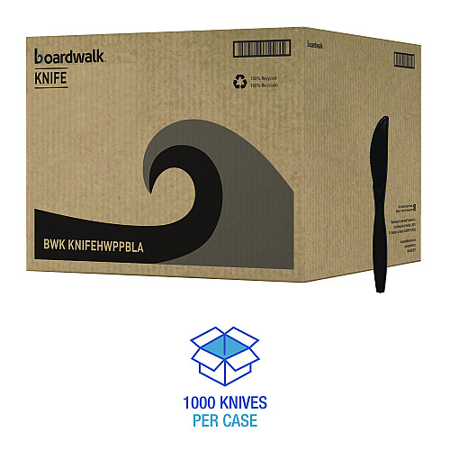 Boardwalk&reg; Heavyweight Plastic Cutlery Knife,1000 Knives (BWKKNIFEHWPPBLA)