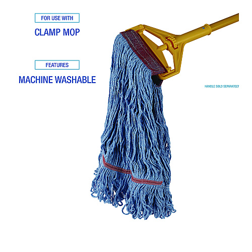 Boardwalk&reg; Cotton Looped End Mop Heads, Large, Blue, 12 Mops (BWKLM30311L)