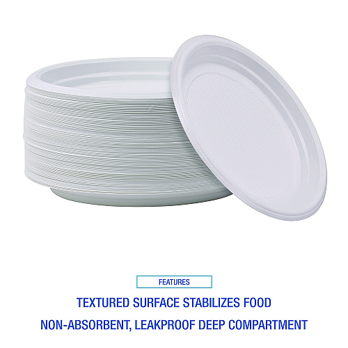Boardwalk&reg; Hi-Impact Plastic Dinnerware Plate, 9" Dia, 500 Plates (BWKPLTHIPS9WH)