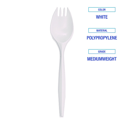 Boardwalk&reg; Mediumweight Plastic Cutlery, Spork, 1,000 Sporks (BWKSPORK)