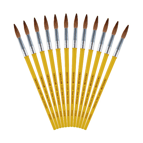Crayola Watercolor Brush Set, Size 12, Camel-Hair Blend, Round Profile, 3/Pack (051127012)