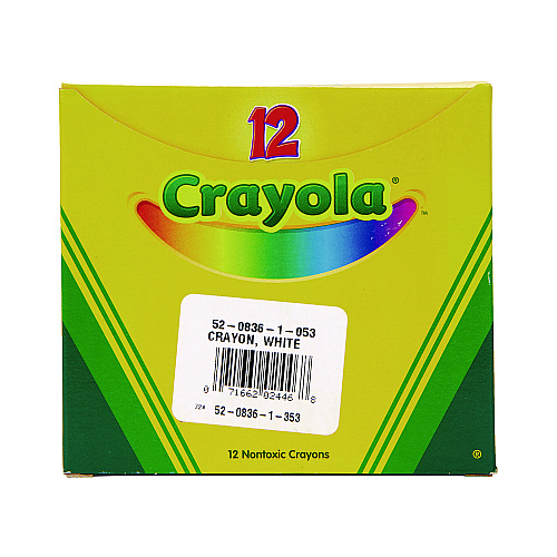 Crayola Bulk Crayons, Regular Size, 0.31" x 3.63", White, 12/Box (520836053)