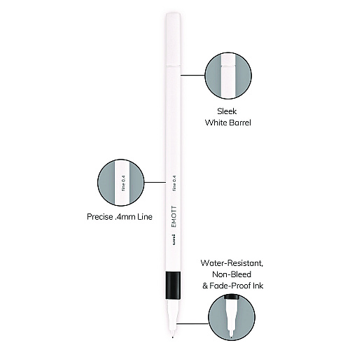 uni-ball EMOTT ever fine Porous Point Pen, Stick, Fine 0.4 mm, Assorted Ink Colors, White Barrel, 40/Pack (24839)