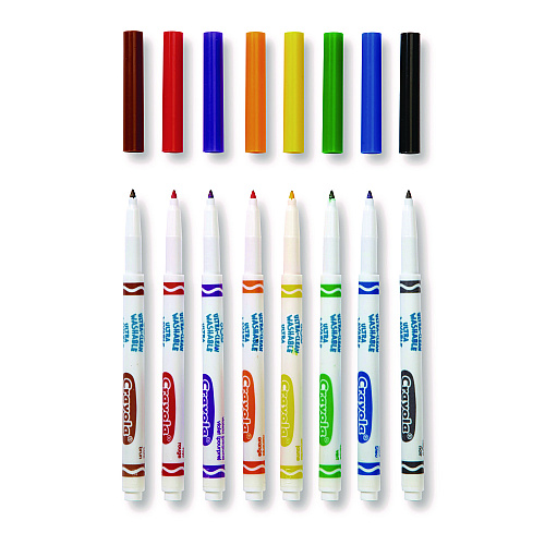 Crayola Ultra-Clean Washable Markers, Fine Bullet Tip, Assorted Colors, 8/Pack (587809)