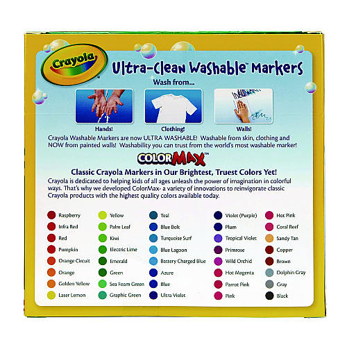 Crayola Ultra-Clean Washable Markers, Broad Bullet Tip, Assorted Colors, 40/Set (587858)