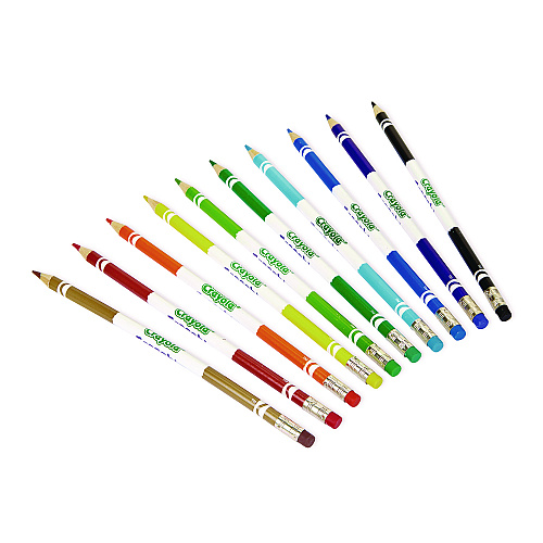 Crayola Erasable Color Pencil Set, 3.3 mm, 2B, Assorted Lead and Barrel Colors, 10/Pack (684410)