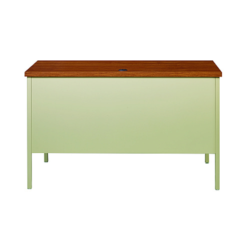 Alera Single Pedestal Steel Desk, 45" x 24" x 29.5", Cherry/Putty (ALEHSD4524PC)