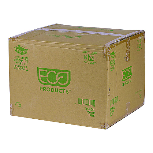 Eco-Products Renewable and Compostable Rectangular Deli Containers, 48 oz, 8 x 6 x 2, Clear, Plastic, 50/Pack, 4 Packs/Carton (EPRC48)