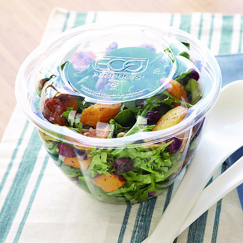 Eco-Products Renewable and Compostable Lids, Fits 24, 32 and 48 oz Salad Bowls, Clear, Plastic, 300/Carton (EPSBLID)