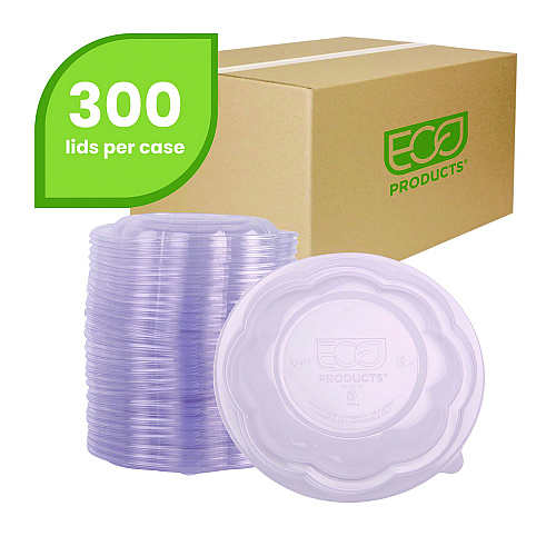 Eco-Products Renewable and Compostable Lids, Fits 24, 32 and 48 oz Salad Bowls, Clear, Plastic, 300/Carton (EPSBLID)
