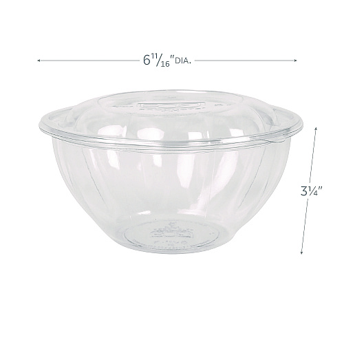Eco-Products Renewable and Compostable Salad Bowls with Lids, 32 oz, Clear, Plastic, 50/Pack, 3 Packs/Carton (EPSB32)