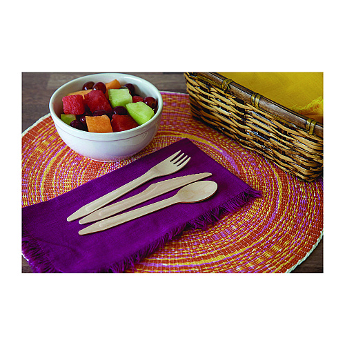 Eco-Products Wood Cutlery, Fork/Knife/Spoon/Napkin, Natural, 500/Carton (EPS215)