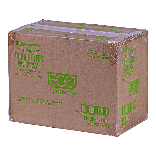 Eco-Products Cutlery for Cutlerease Dispensing System, Fork, 6", White, 960/Carton (EPCE6FKWHT)