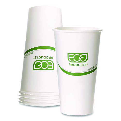 Eco-Products GreenStripe Hot Cups, 20 oz, Paper, White, 50/Pack, 20 Packs/Carton (EPBHC20GS)