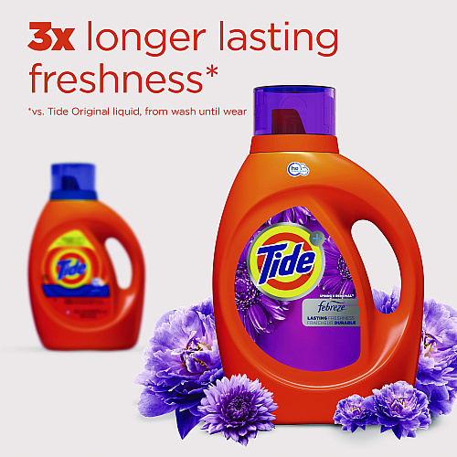 Tide Plus Febreze Liquid Laundry Detergent, Spring and Renewal, 84 oz Bottle (12237EA)