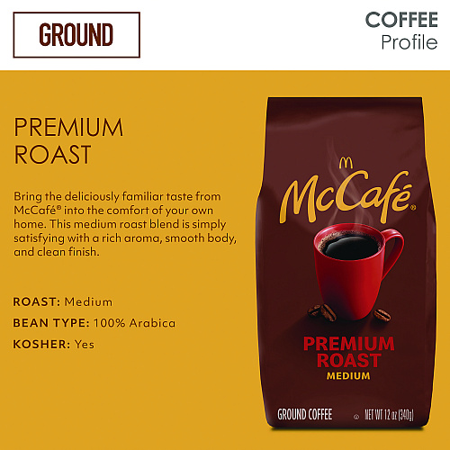 McCafe Ground Coffee, Premium Roast, 12 oz Bag (5535EA)