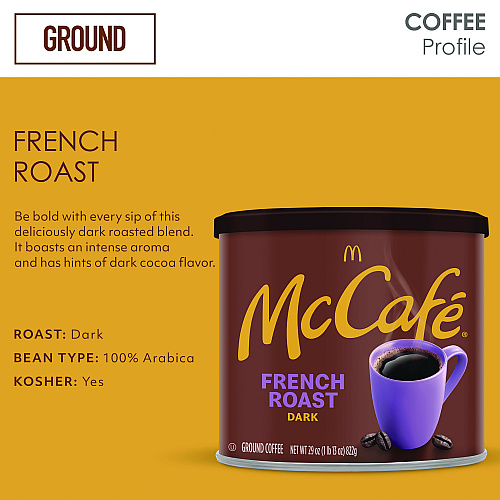 McCafe Ground Coffee, French Roast, 29 oz Can (7831EA)