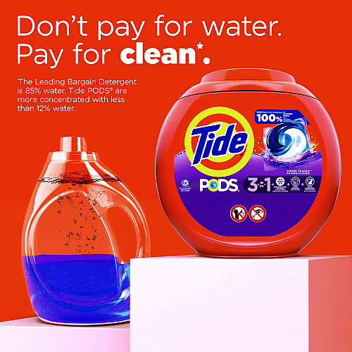 Tide PODS Laundry Detergent, Spring Meadow, 66 oz Tub, 76 Pacs/Tub (09166EA)