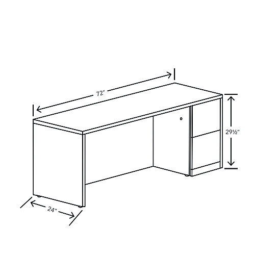 HON 10500 Series Full-Height Right Pedestal Credenza, 72w x 24d x 29.5h, Mahogany (105903RNN)