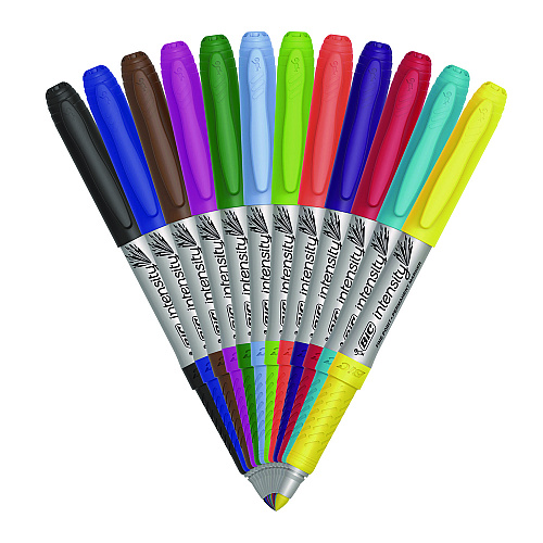 BIC Intensity Fine Tip Permanent Marker, Fine Bullet Tip, Assorted Colors, Dozen (GPMAP12NAST)